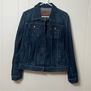 LRL Lauren Jeans Co. Ralph Lauren Dark Wash Stretch Denim Trucker Jacket Size XL